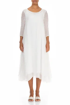 QuickDryTech Crystal Soul Layered White Textured Light Silk Dress