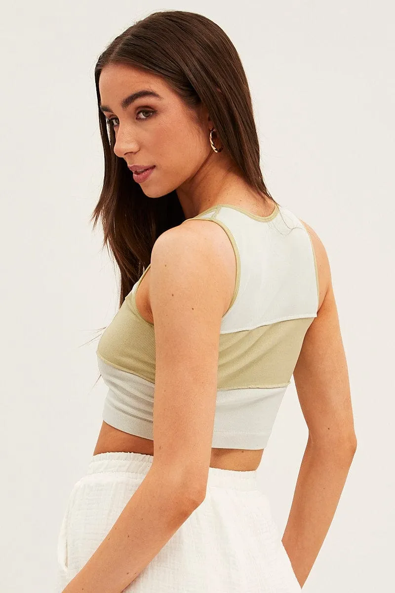 Green Seamless Tank Panel Detail Crop NonSlipGrip