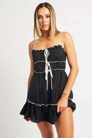 Black Fit And Flare Dress Mini Casual yet chic piece Playful Chic