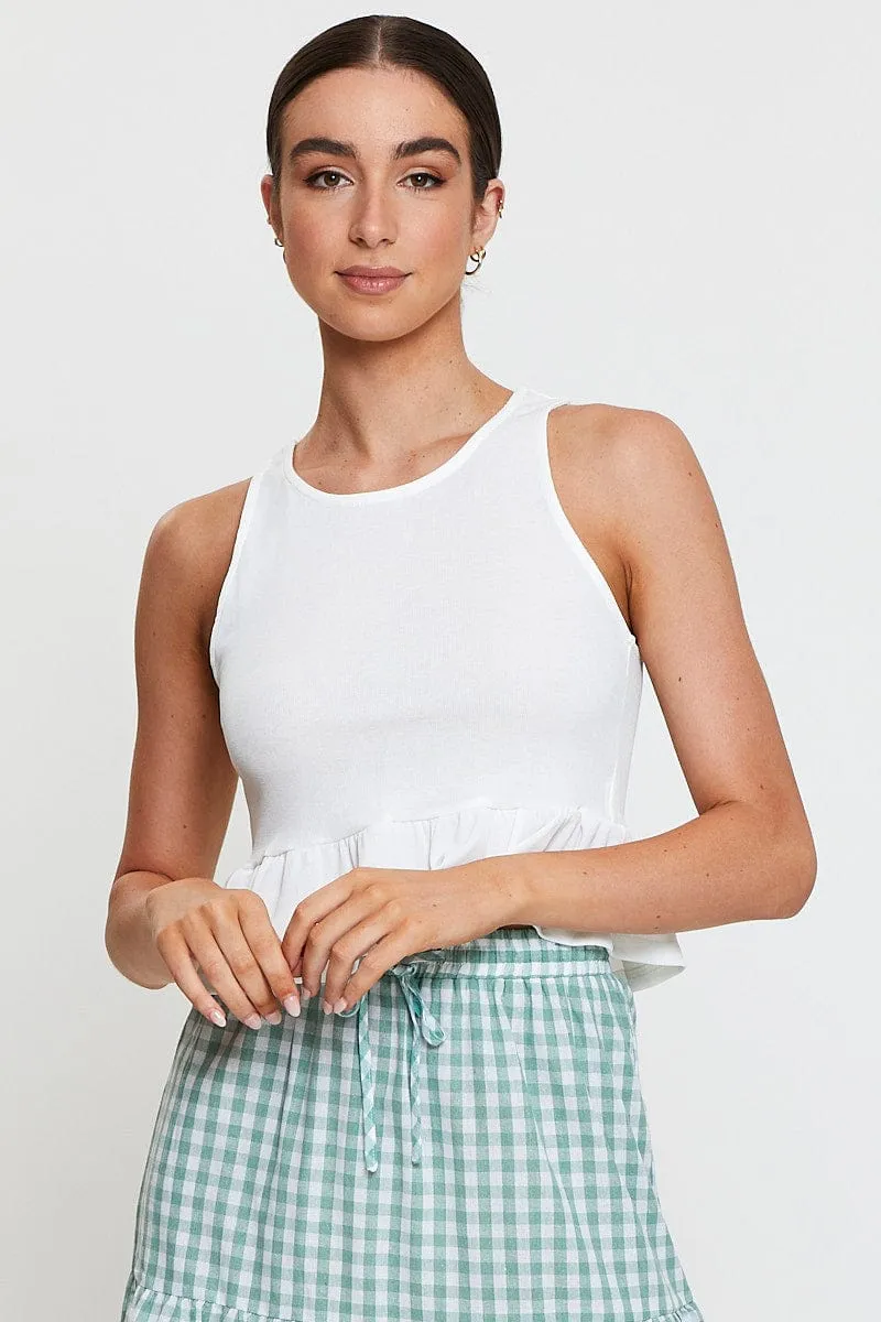 Sporty Gear Wardrobe Essential White Rib Tank Top
