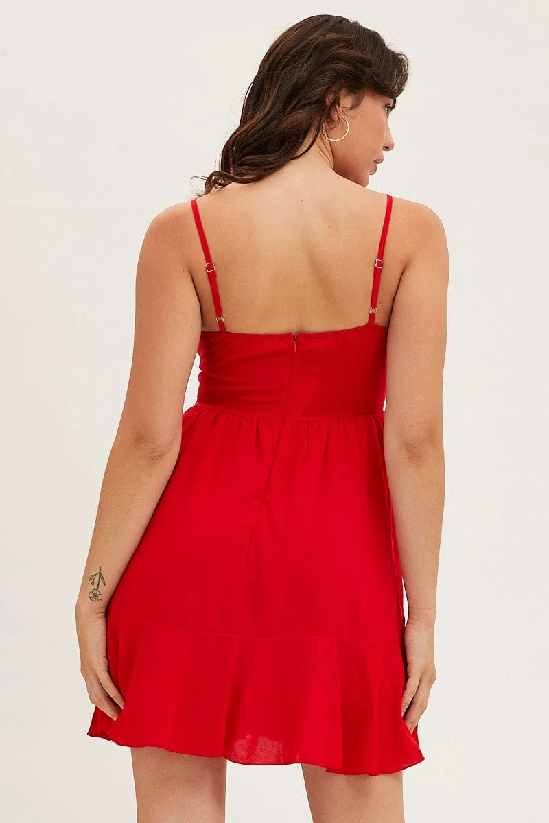Red Chiffon Skater Dress Mountain Cool Jump Core