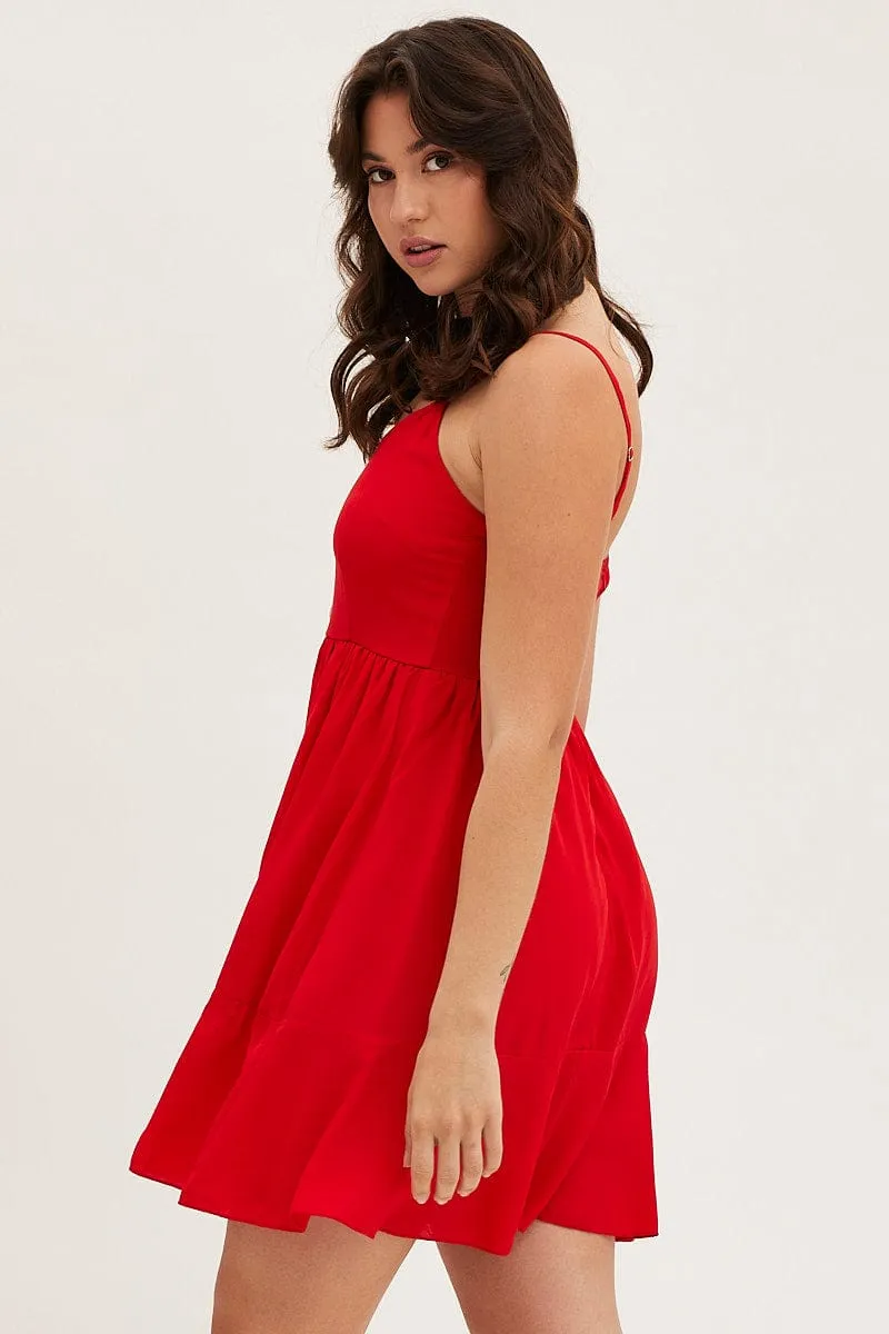 Red Chiffon Skater Dress AllSeasonWear Practical Boots