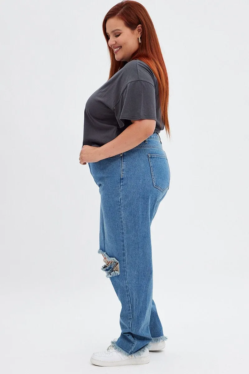 Couple Look Office Wear Blue Baggy Denim Jeans High Rise