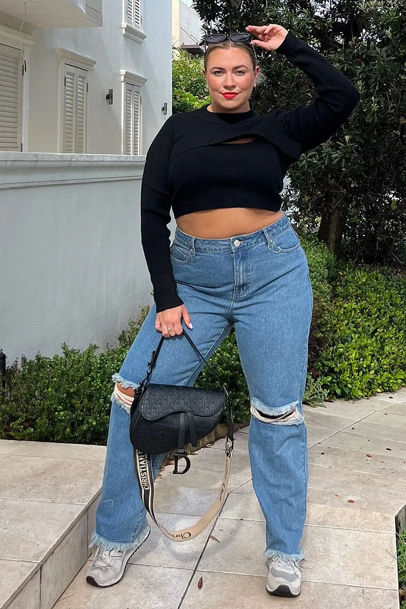Blue Baggy Denim Jeans High Rise Go To Piece Neutral design
