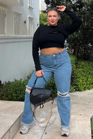 Blue Baggy Denim Jeans High Rise Go To Piece Neutral design