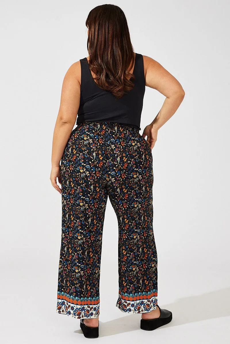 Black Boho Wide Leg Pants High Rise AllDayCompression Chic Comfort