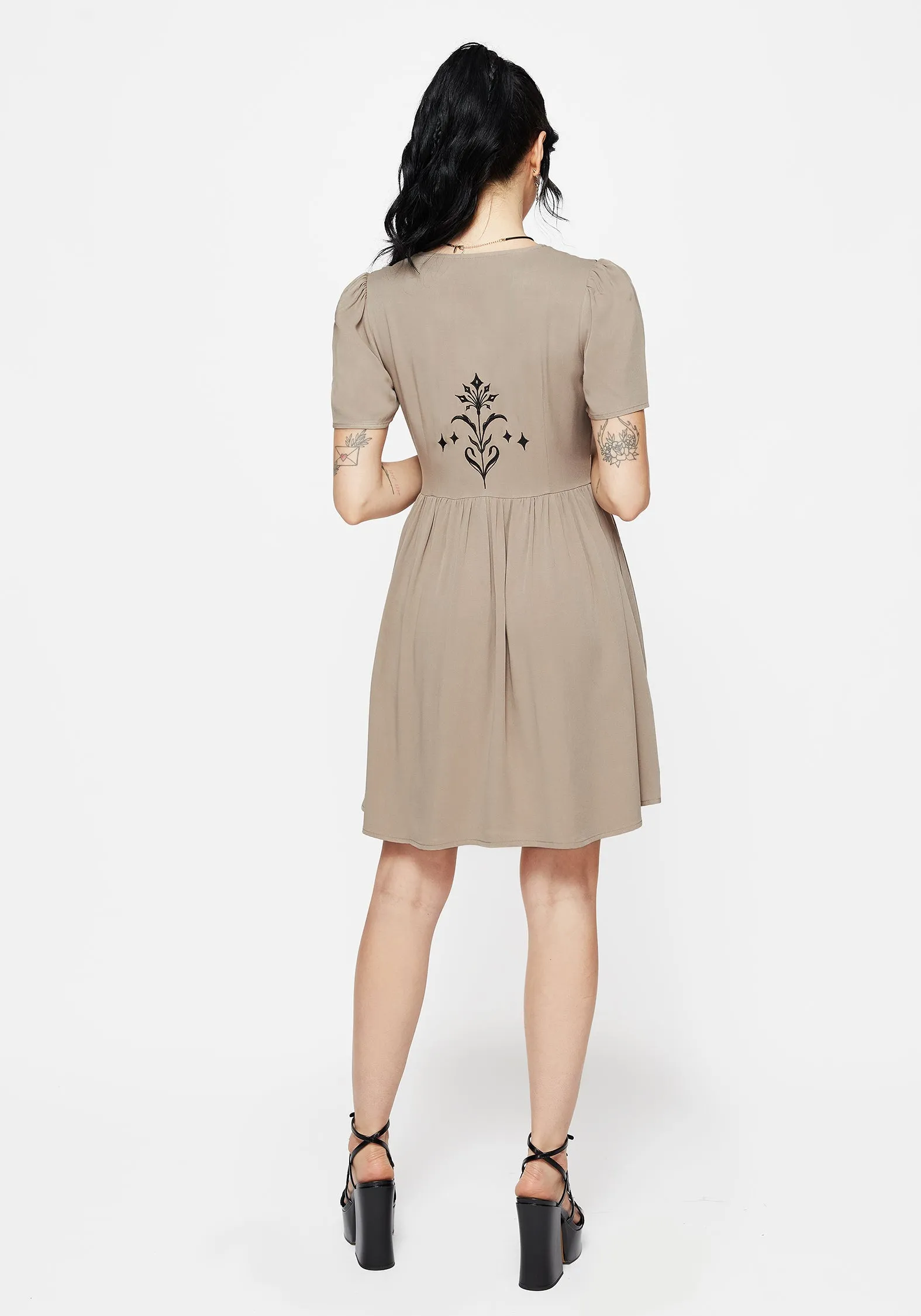 Hester Embroidered Button Up Mini Dress City Mode