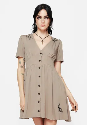 Hester Embroidered Button Up Mini Dress Fun statement mini