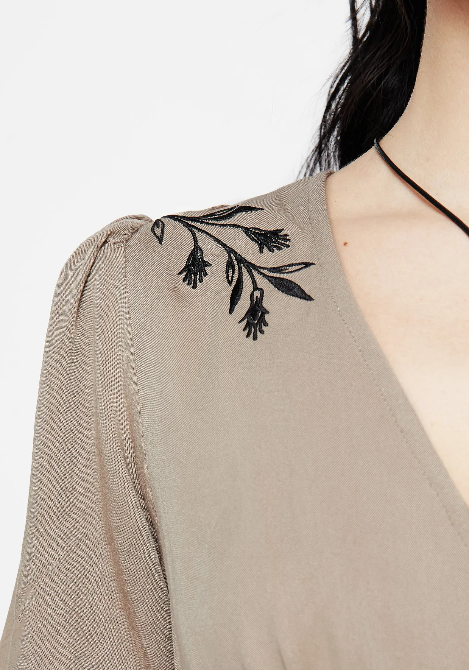 Catch Eyes Edge Soft Hester Embroidered Button Up Mini Dress