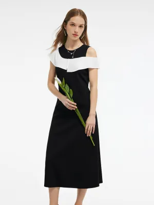 Color Block Ruffle Women Knit Midi Dress Body Loving