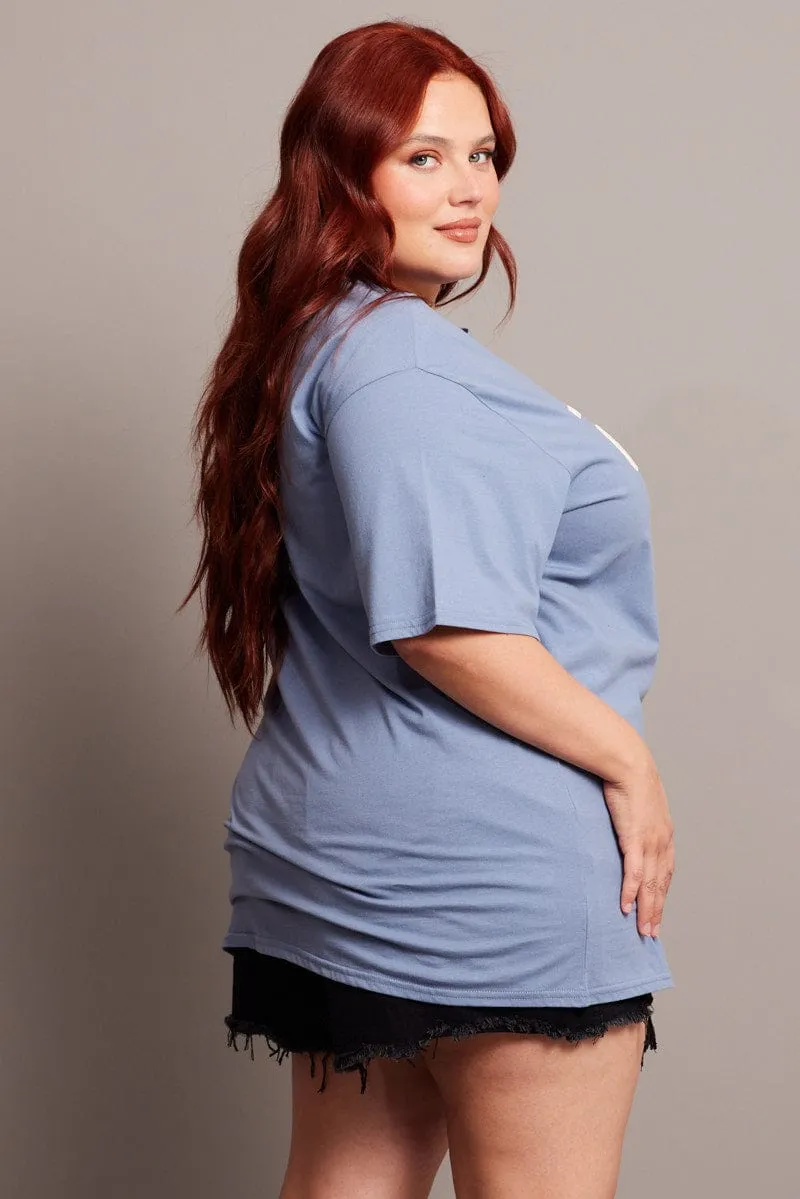 Unisex Core Blue Graphic T-shirt Short Sleeve Crew Neck
