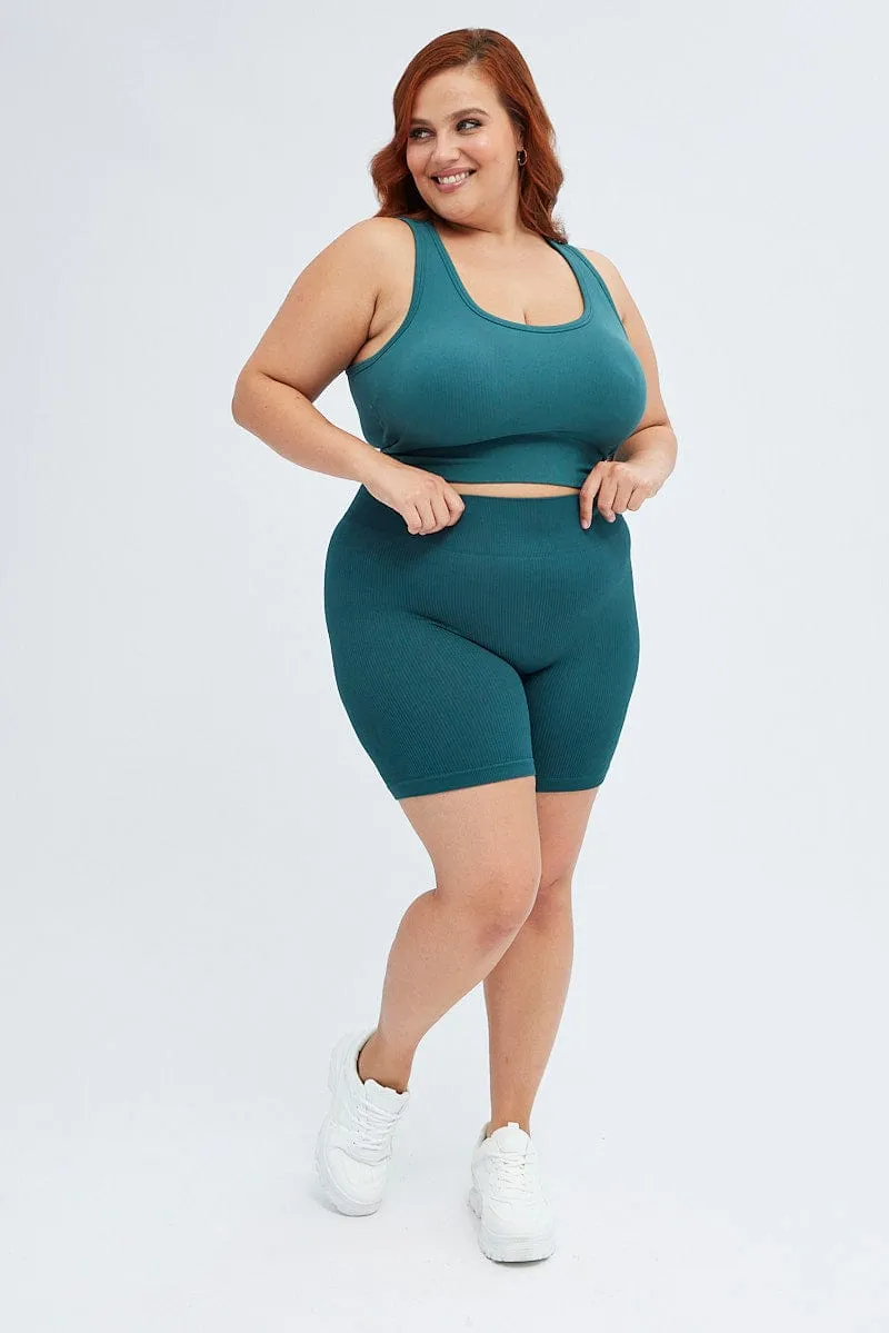Drive Core Cozy Sweater Green Crop Tank Top Seamless Activewear