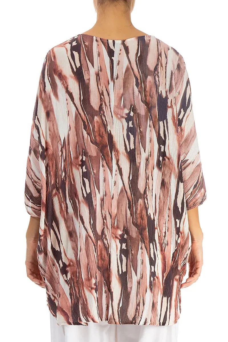 Rustic Marble Crinkled Silk Viscose Tunic Dress Hero Glow Chic Jacket