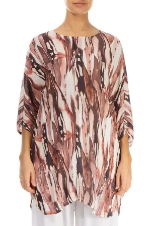 Rustic Marble Crinkled Silk Viscose Tunic Dress EcoFriendly Textiles Bright Color