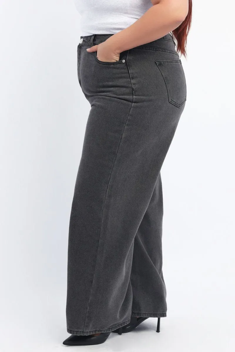 Bold Traveler Gear Elegant Vibrant Textured Grey Straight Jeans Mid Rise
