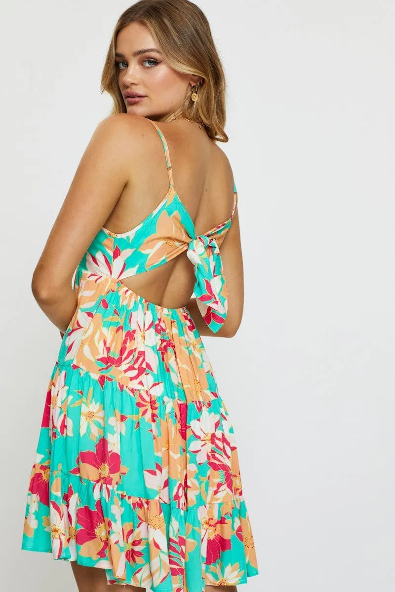 Glow Mood Print Mini Dress Sleeveless