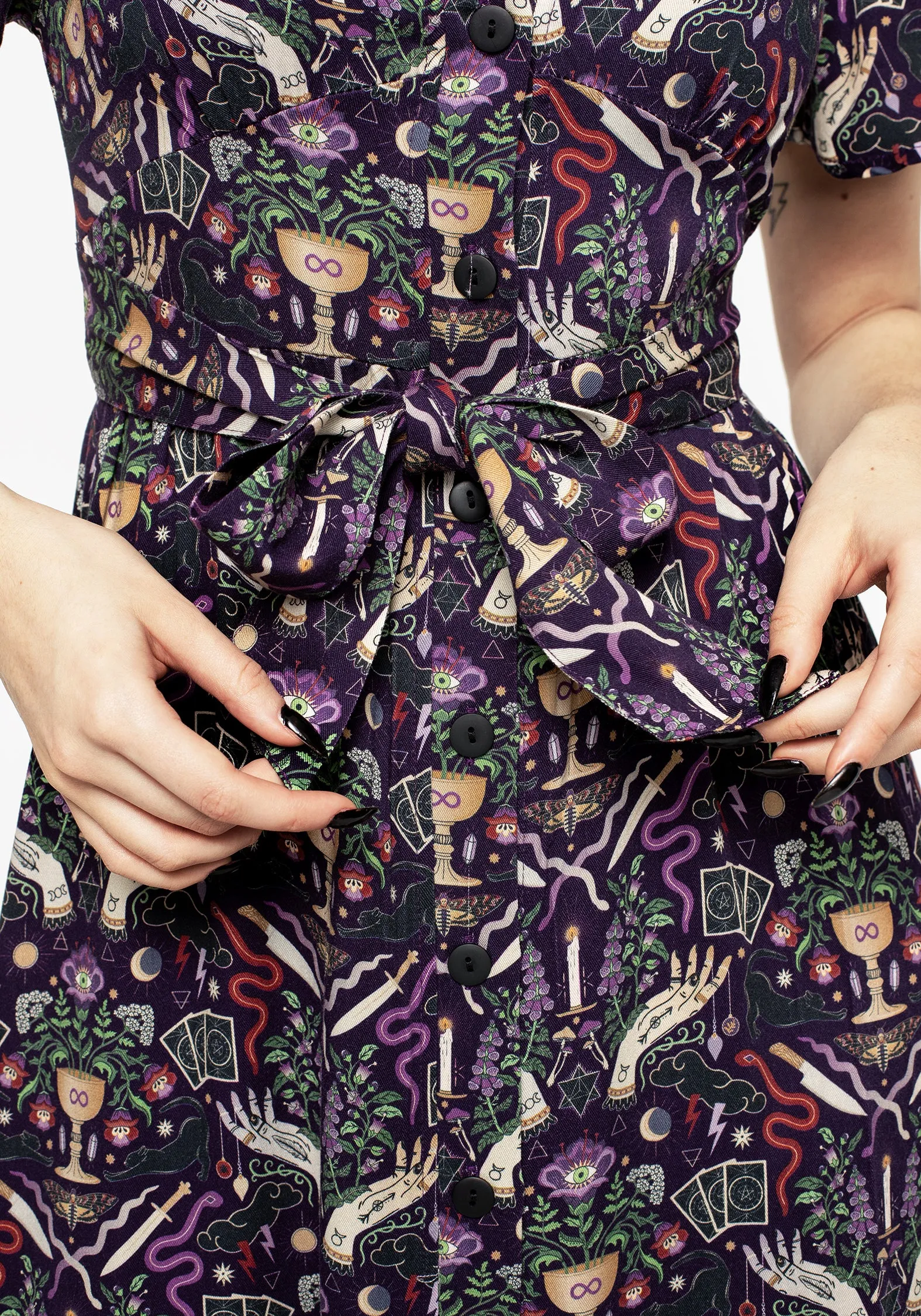 Urban Ethnic Sophisticated Design Modern Mystic Button Up Midi Dress