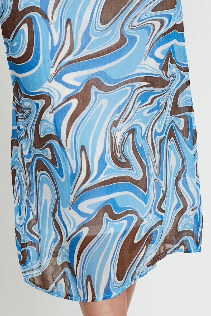 Print Midi Skirt Relaxed Low Maintenance Fabric
