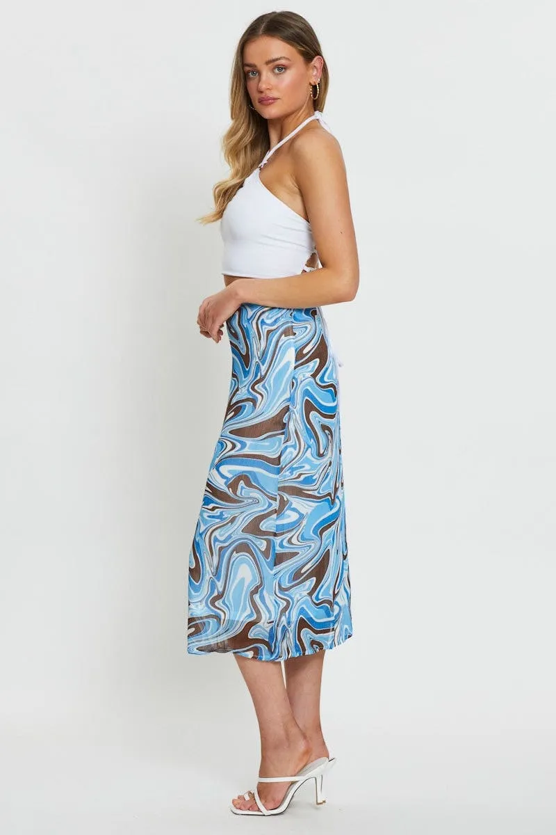 Print Midi Skirt Relaxed Neat Mood City Look