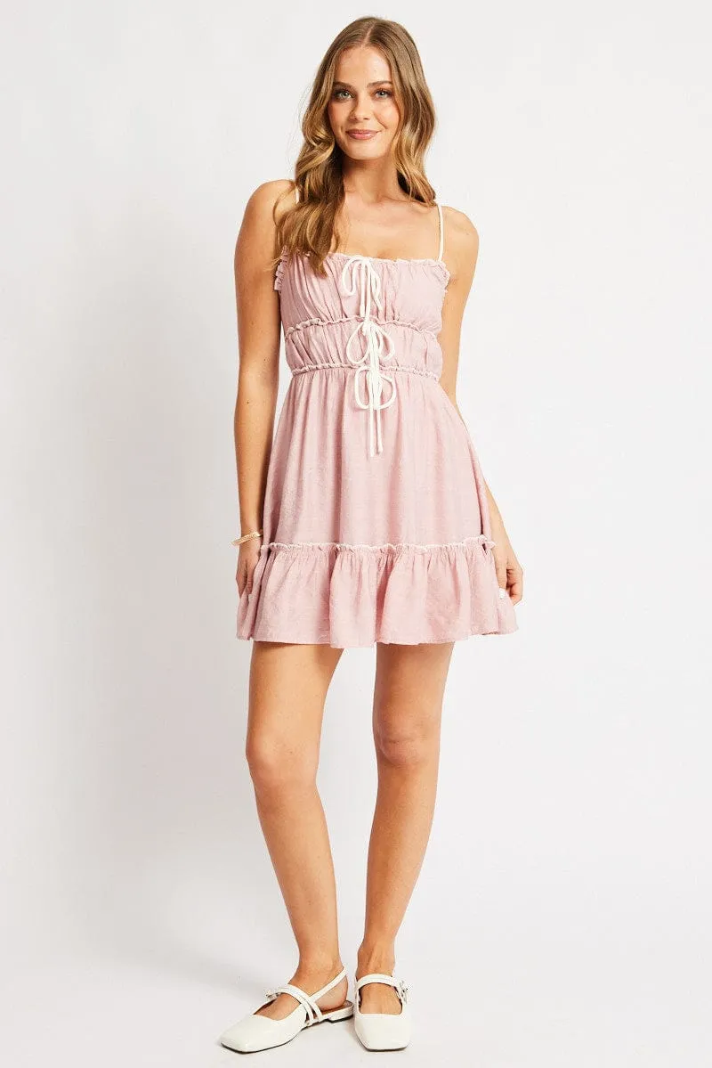 Urban Mode Pink Fit And Flare Dress Mini