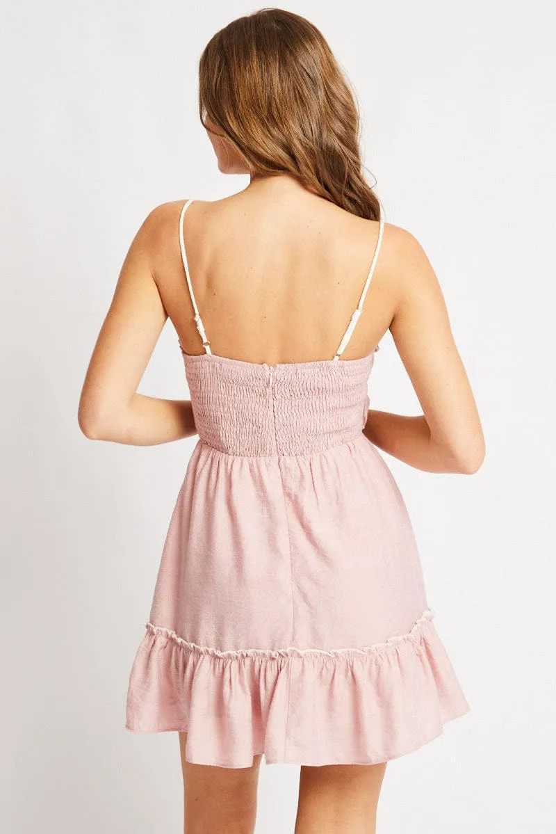 Urban Mode Pink Fit And Flare Dress Mini