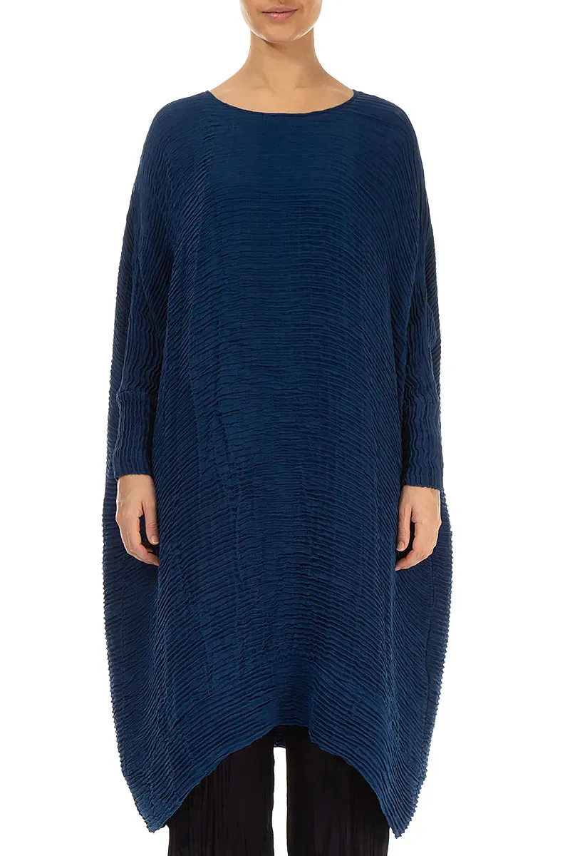 Wide Royal Blue Pliss?? Silk Kaftan Dress Story Glow Durable Reinforcements