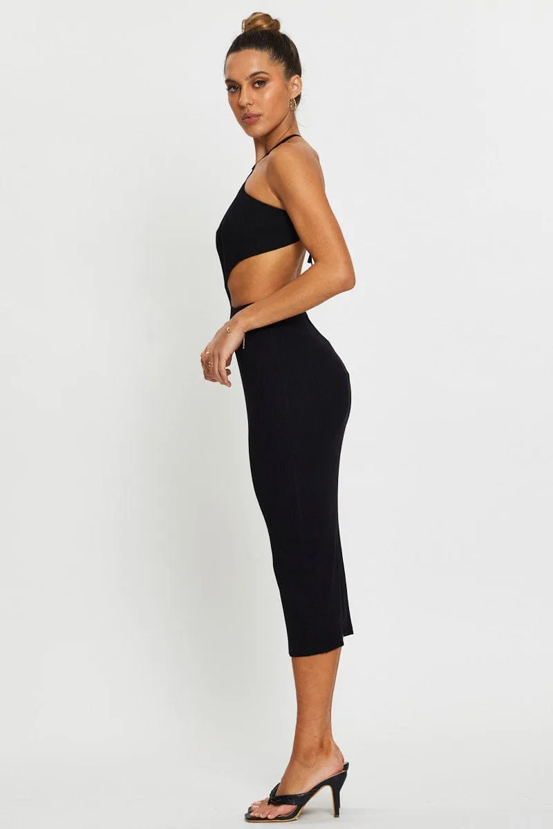 Black Knit Dress Halter Neck Prince Core