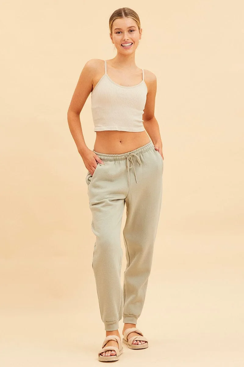 Bonded Seam Technology Brown Bone Seamless Singlet Top Scoop Neck Rib Crop