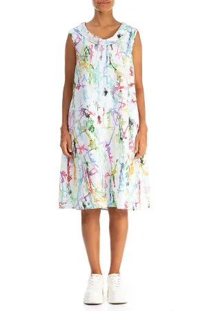 Cowl Neck Colour Splash Linen Midi Dress Quick Core