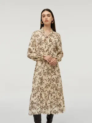 19 Momme Mulberry Silk Floral Print Women Midi Dress Charity Gala Perfect holiday dress