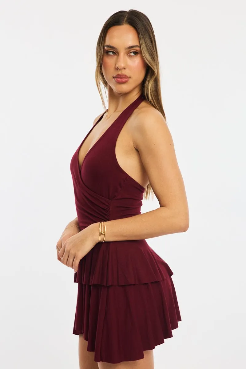 Urban Beat Red Halter Neck Mini Dress