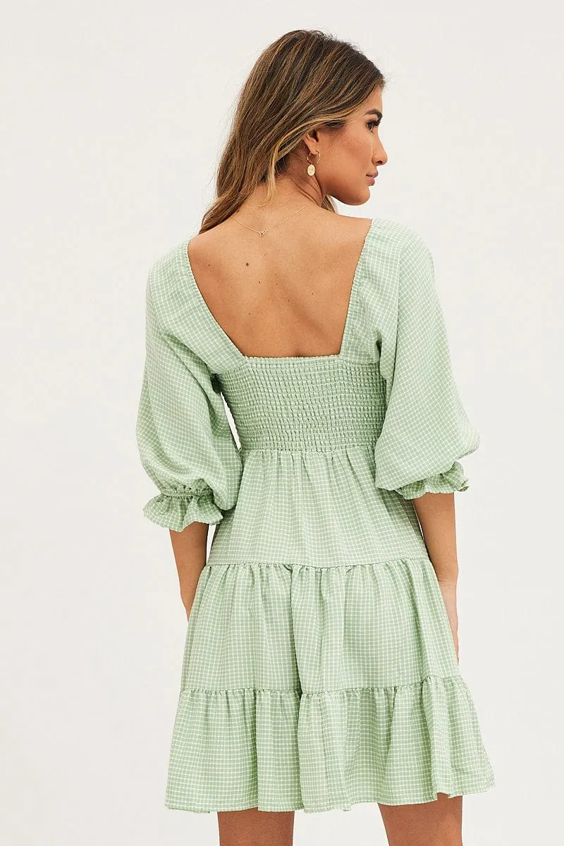 Check Mini Dress Short Sleeve Pop Fresh