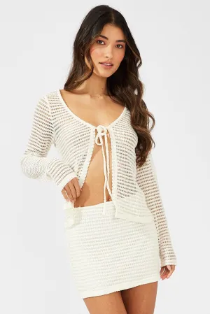 Opaque Lining Beige Mini Skirt Textured Fabric