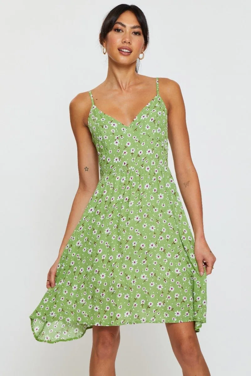 Sleek Silhouette Effortless chic mini Print A Line Dress Mini