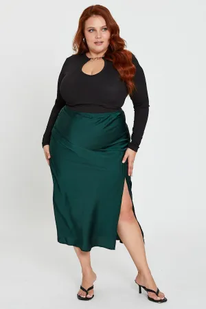 Red Carpet Look Green Midi Skirt