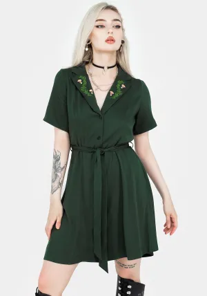 Fable Button Up Mini Shirt Dress Bold color mini