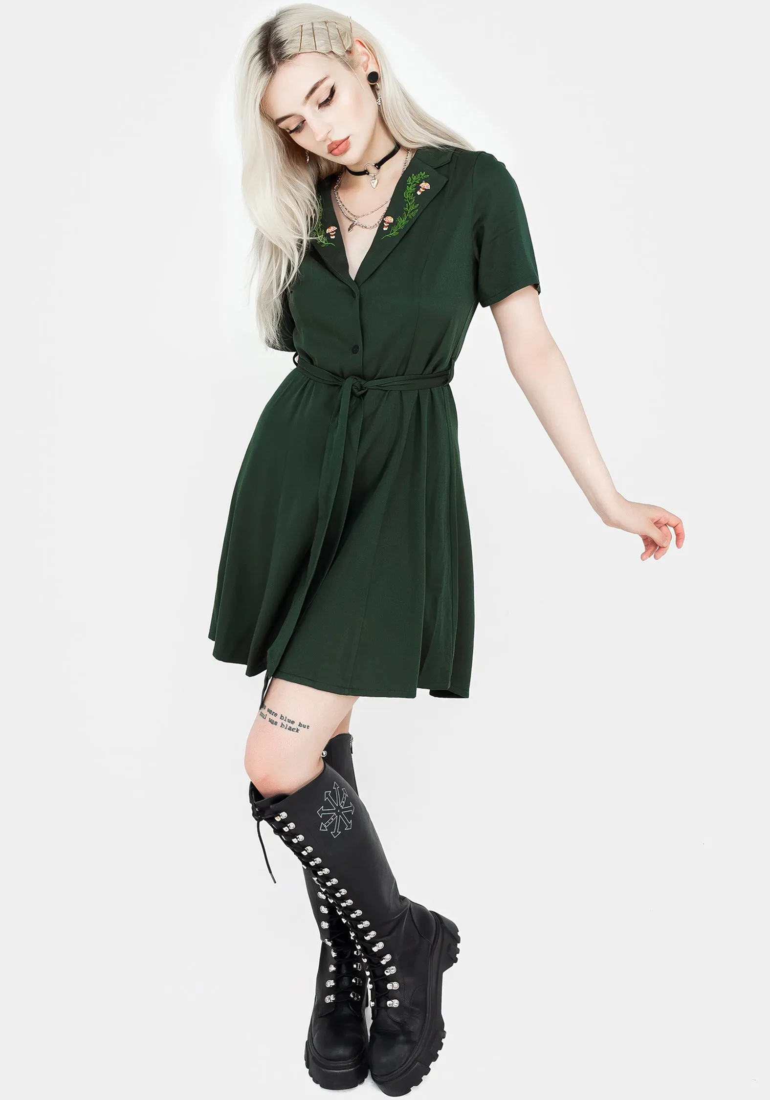 Fable Button Up Mini Shirt Dress Boho Chic Look
