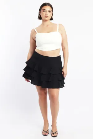 Everyday Vibe Black Ruffle Mini Skirt