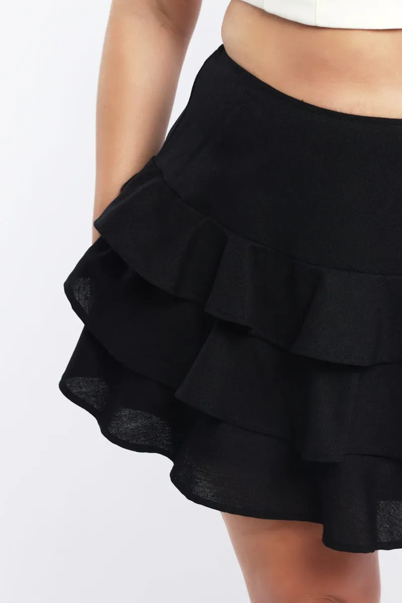 Mood Dressing Black Ruffle Mini Skirt