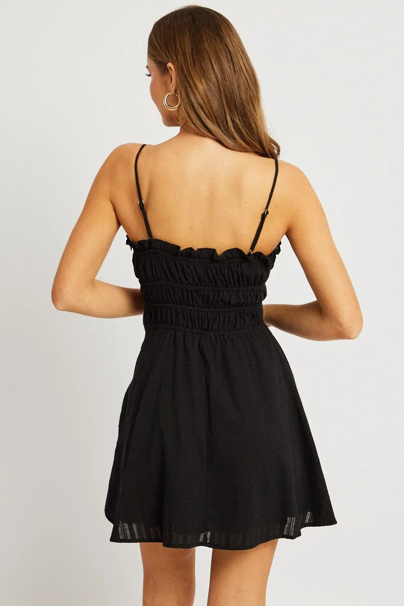 Skin Feel Black Fit And Flare Dress Mini