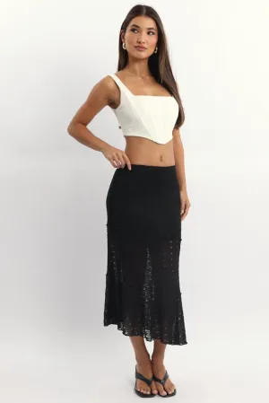 Black Lace Midi Skirt Non see through anti static