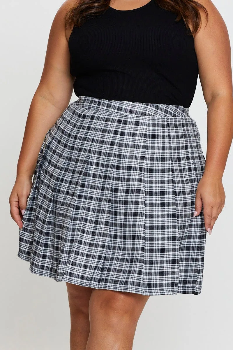 Emerging Designer Check Mini Tennis Skirt Pleated