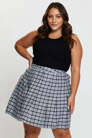 Check Mini Tennis Skirt Pleated Modern Design