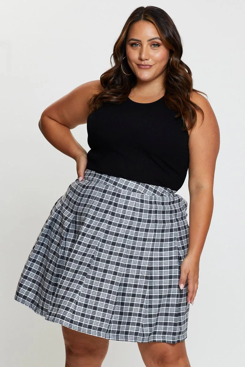Check Mini Tennis Skirt Pleated Modern Design