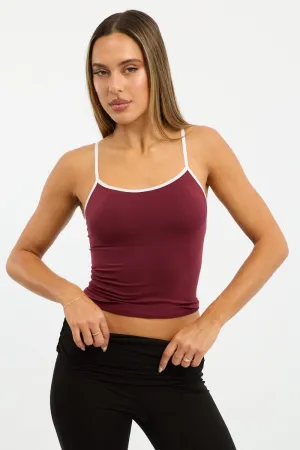 Red Singlet Top Contrast Binding Seamless Professional Clothing