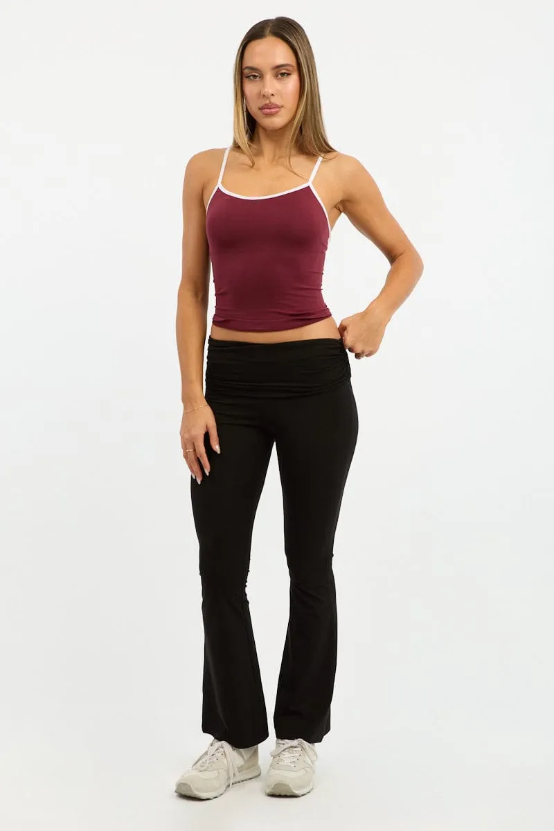AntiStatic Lining Red Singlet Top Contrast Binding Seamless
