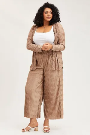 Fashion Forward Gold Pants High Rise Plisse Elastic Waist