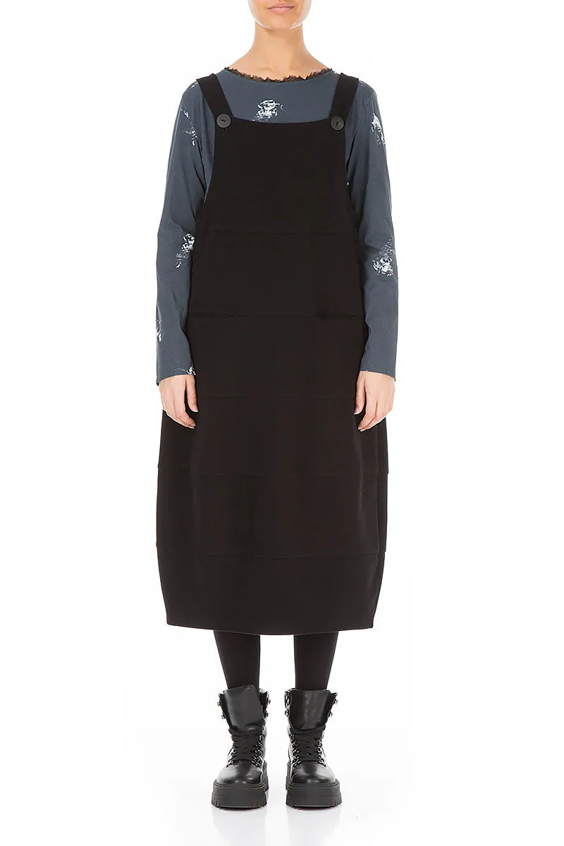Classic Jeans Match Fit Black Cotton Jersey Balloon Pinafore Dress