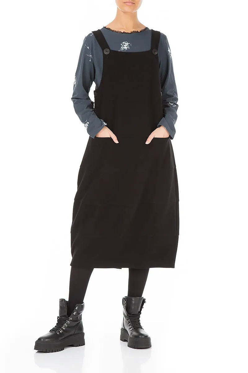 Black Cotton Jersey Balloon Pinafore Dress Organic Cotton Certification