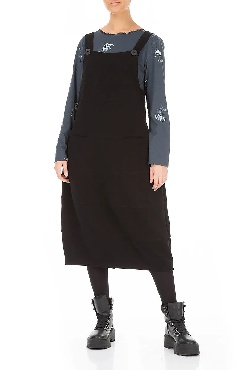 Athletic Wear MoistureWicking Technology Black Cotton Jersey Balloon Pinafore Dress